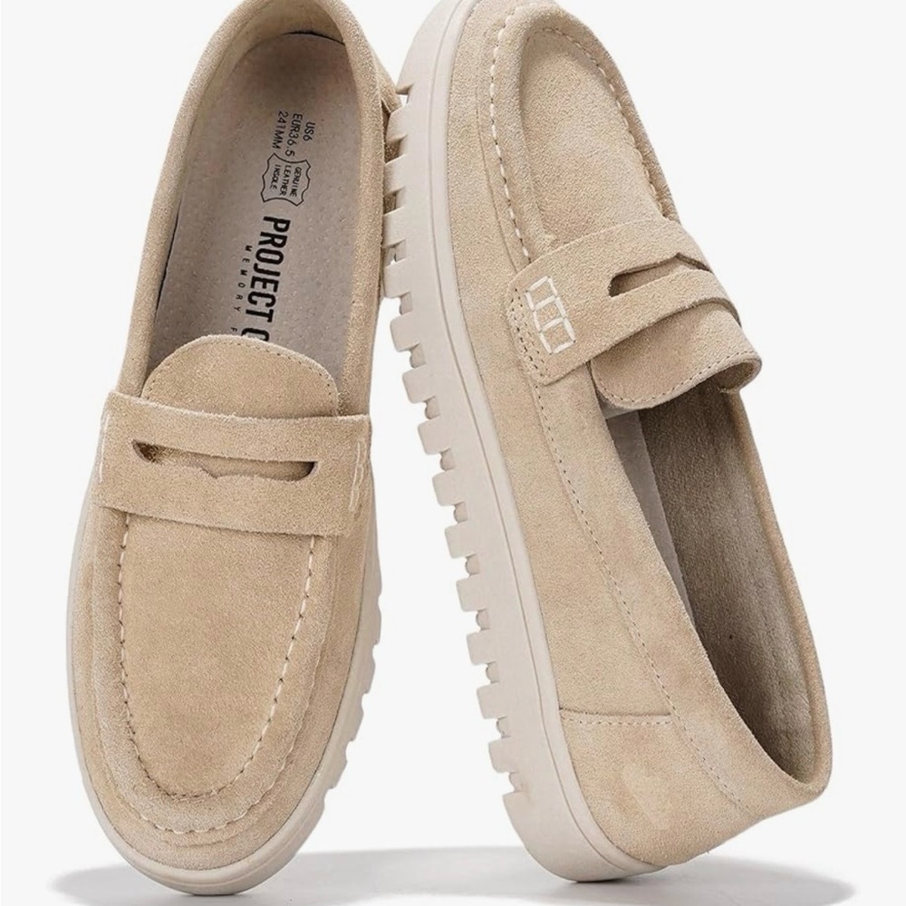 Project Cloud Beige Suede Loafers for Women - NWT Size 11